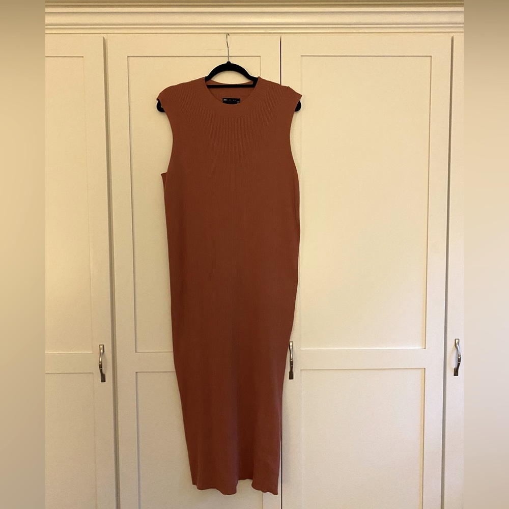 ASOS DESIGN ribbed midi dress in pink